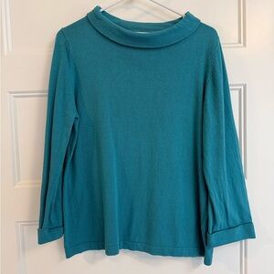Boden Teal Long Sleeve Sweater w/ Sabrina Collar, 3/4 Sleeves, 12